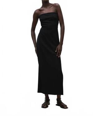 NEW MATTEAU crepe strapless dress in black